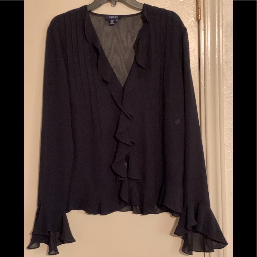 Women’s Chap’s Sheer Ruffled Blouse - size 16